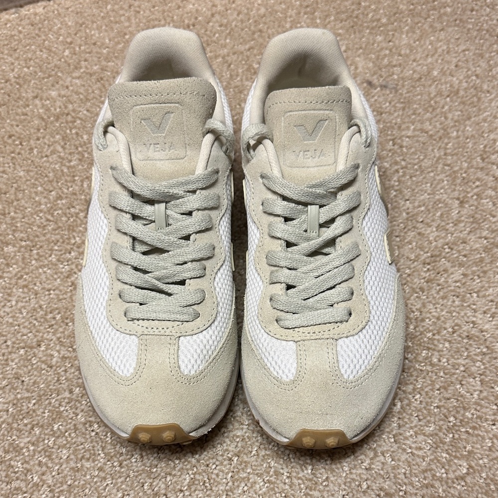 Veja White and Beige Sneakers